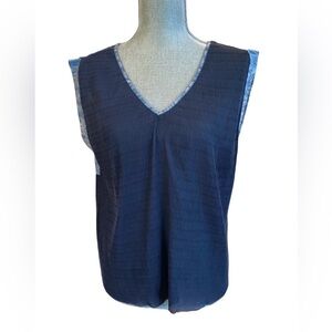 Cotelac Stretch V-Neck Navy  Blouse l Size Small l 0697